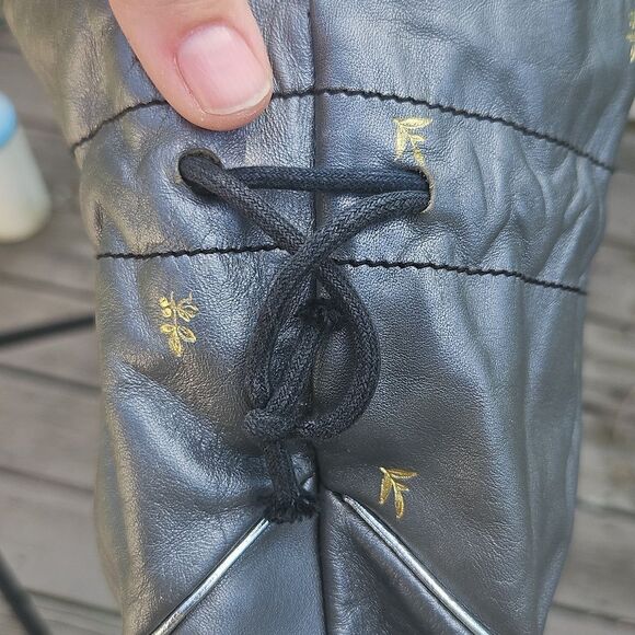 Vintage M.F. Monzini Metallic Gray Leather Bucket Bag – Made in Italy - Picture 8 of 9